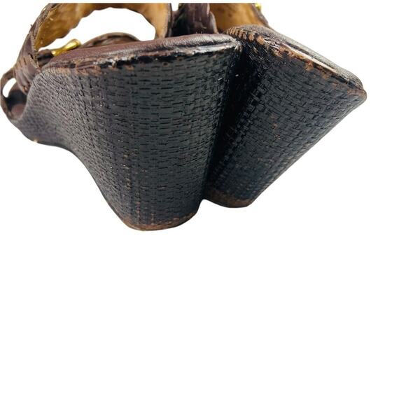 Nurture Women's Brown Alto Wedge Slip On Double Strap Buckle Heels Sandals 8M - Picture 7 of 11